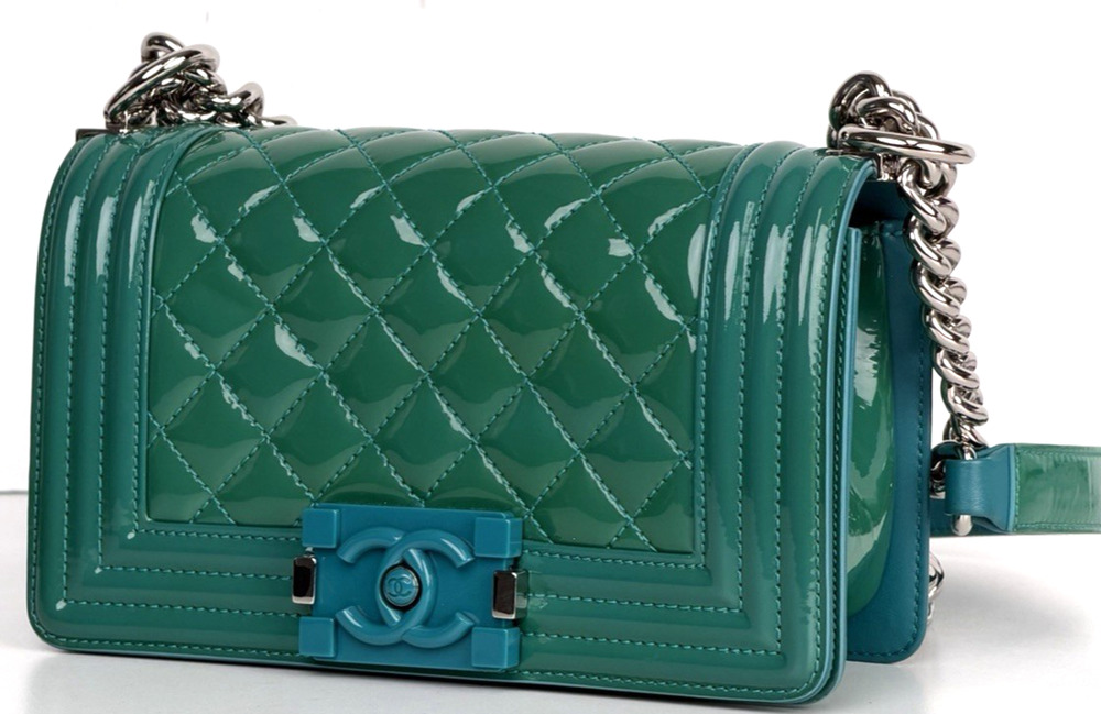 Chanel Boy Small Bag Crafted From Glossy Quilted Green Calfskin Leather 2015 E-3